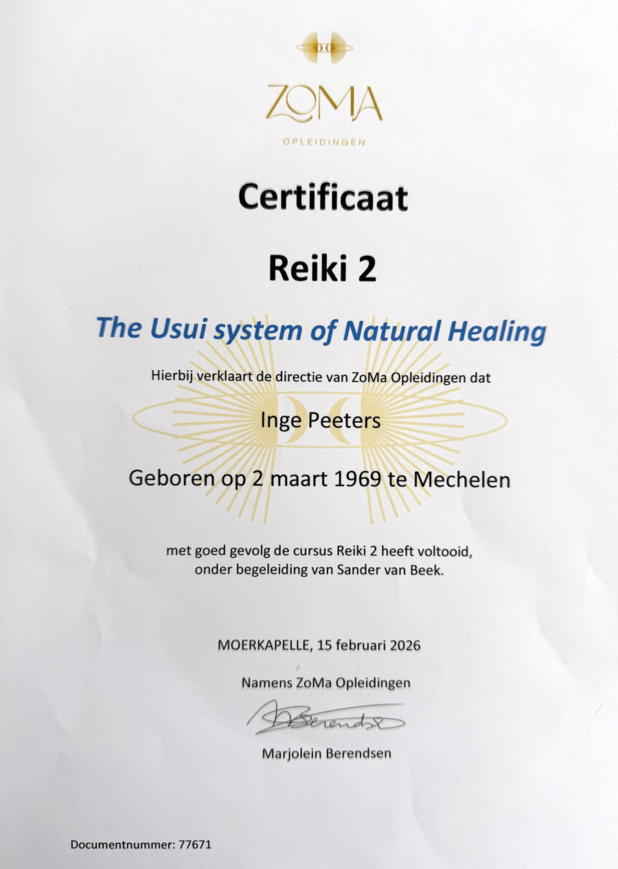 Certificaat Reiki 2